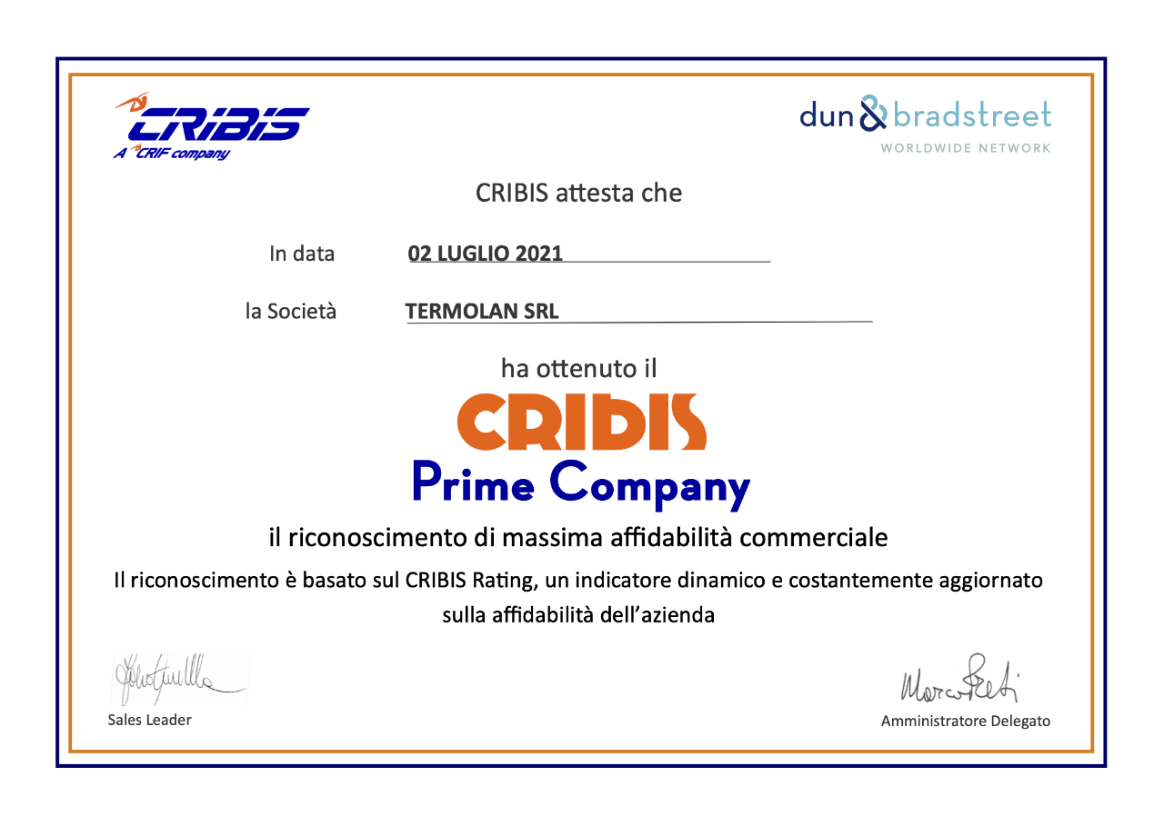Certificato CRIBIS Termolan
